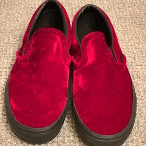Red Velvet Vans Slip ons